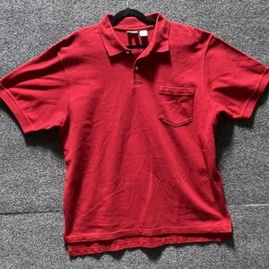 LL Bean Polo Shirt Mens Large Red Short Sleeve Pocket Made USA Casual Classic